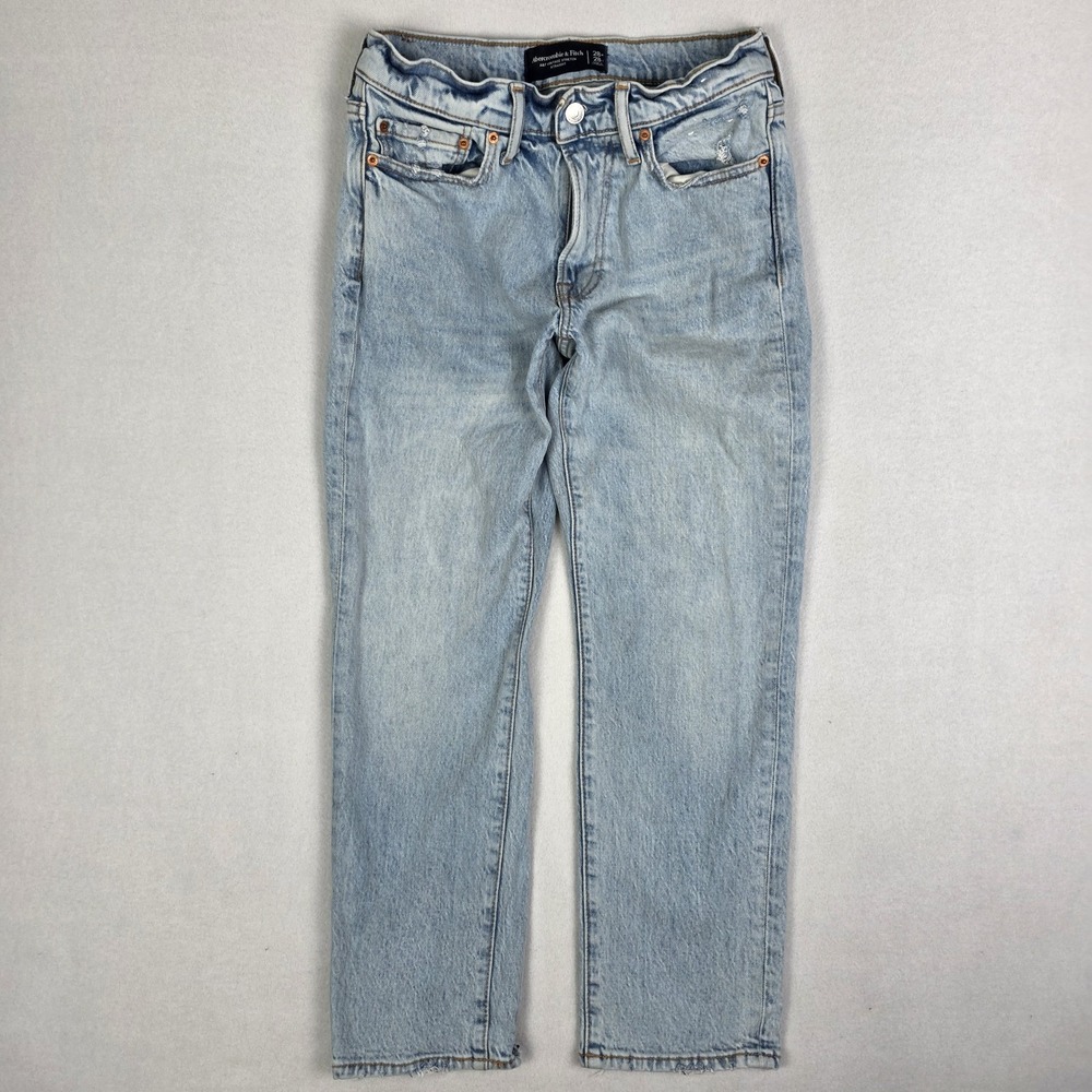 Abercrombie Fitch Straight Jeans Mens 28x28 Blue Fade Vintage Stretch Distressed